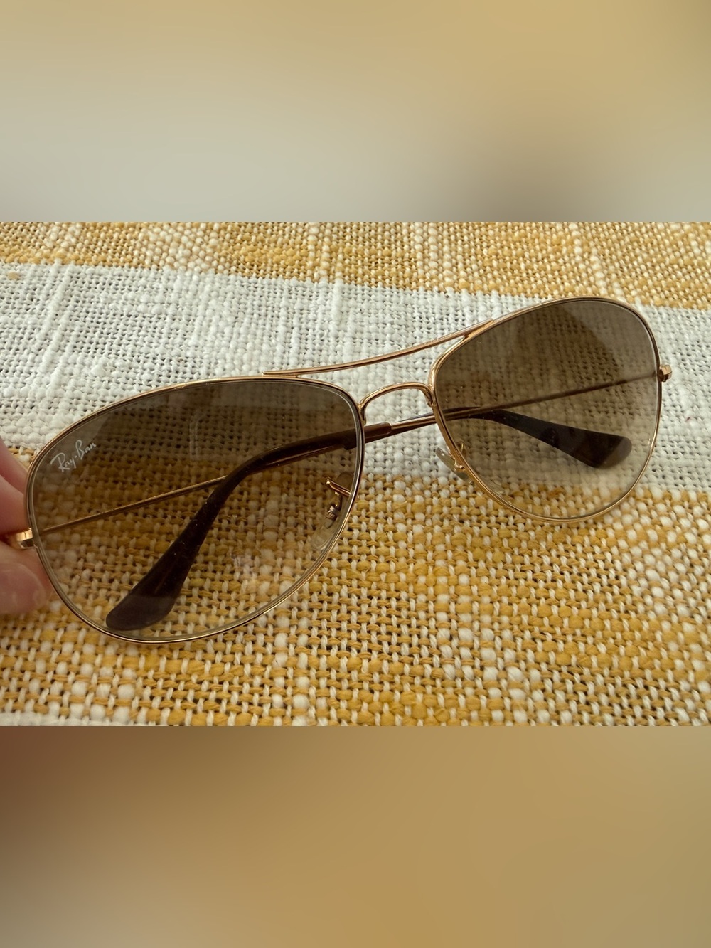 Ray-Ban Gold Frame Sunglasses with Brown Gradient Lenses